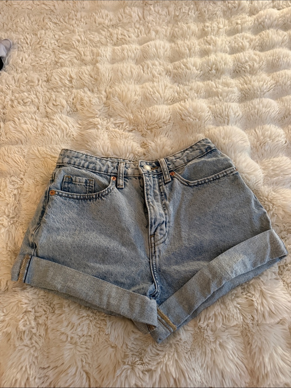 wild fable Light Blue Rolled-Hem Denim Shorts